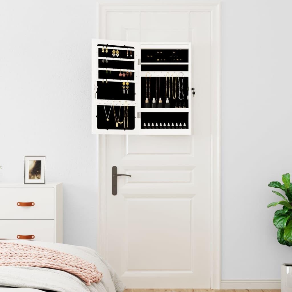 vidaXL Spiegel-Schmuckschrank mit LED-Beleuchtung Wandmontage Weiss, Weiss