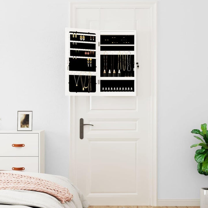 vidaXL Spiegel-Schmuckschrank mit LED-Beleuchtung Wandmontage Weiss, Weiss