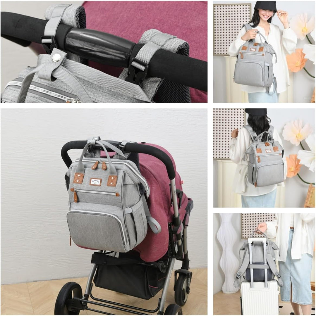 Wickelrucksack Gross inkl Wickelunterlage & Kühltasche, Modische Wickeltasche mit viel Stauraum, Was