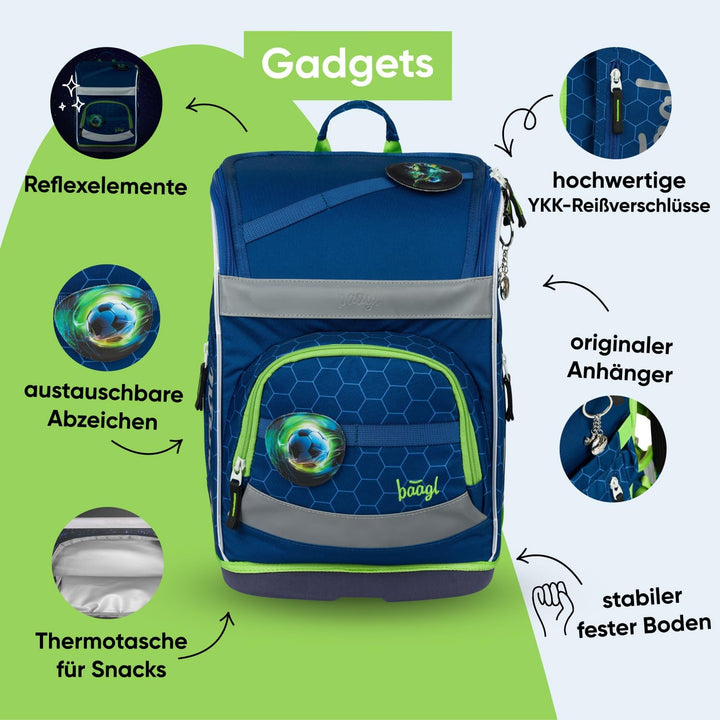 Baagl Schulranzen Jungen Mädchen Set 5 Teilig (Zippy Schultasche für 1. Klasse, Mäppchen, Turnbeutel