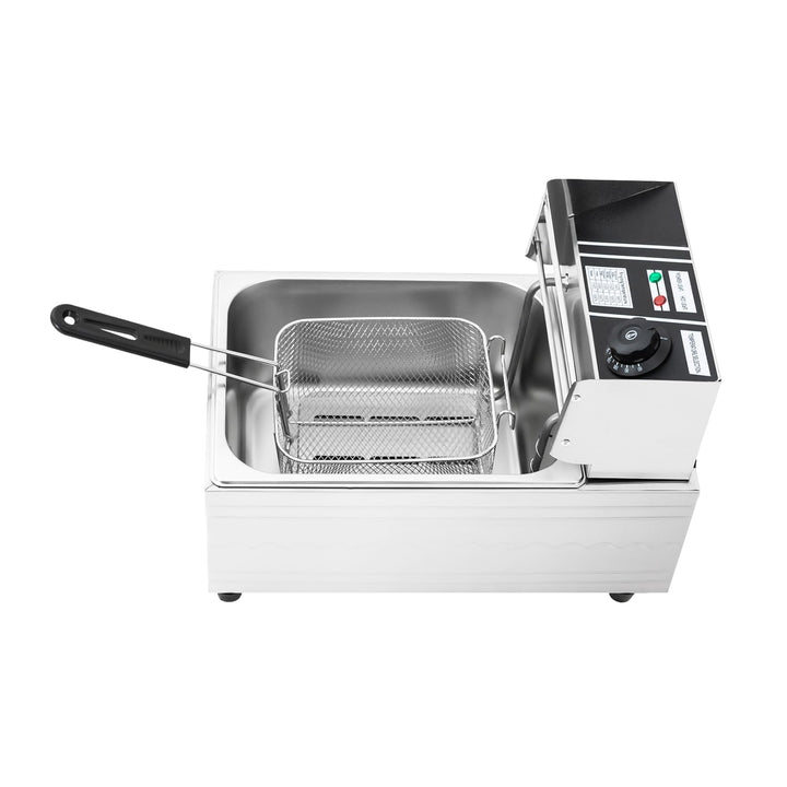 Fritteuse 6 L 2,5 kW 60-200°C für Restaurant Küche Edelstahl Silber EF-81