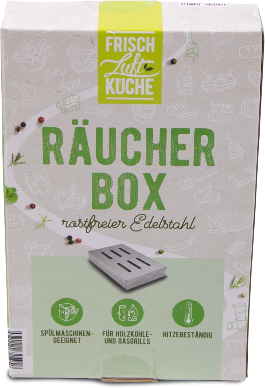 Frischluftküche Räucherbox Edelstahl - Ermöglicht intensives Raucharoma auf Gas- und Kohlegrills, zu