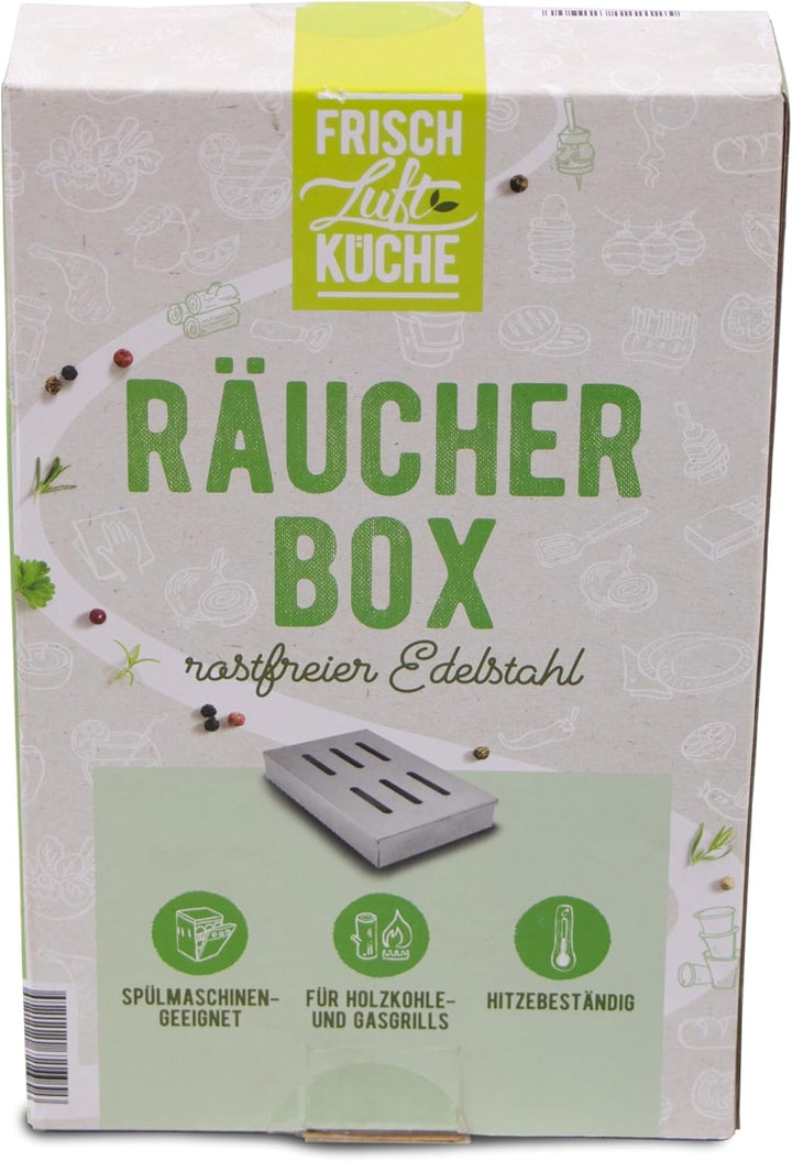 Frischluftküche Räucherbox Edelstahl - Ermöglicht intensives Raucharoma auf Gas- und Kohlegrills, zu