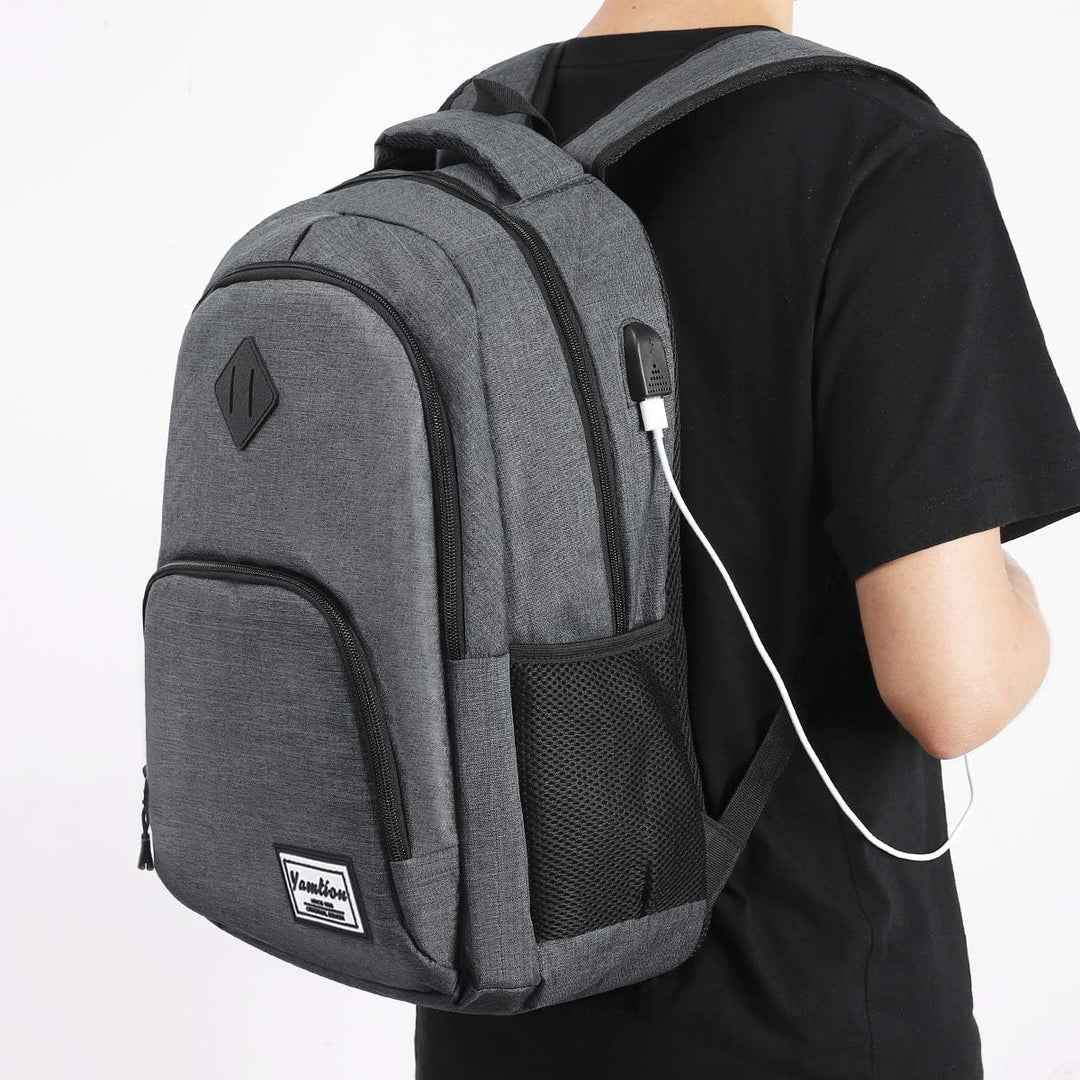 YAMTION Laptop Rucksack,Rucksack Herren mit USB-Ladeanschluss Schulrucksack Jungen Teenager mit 15,6