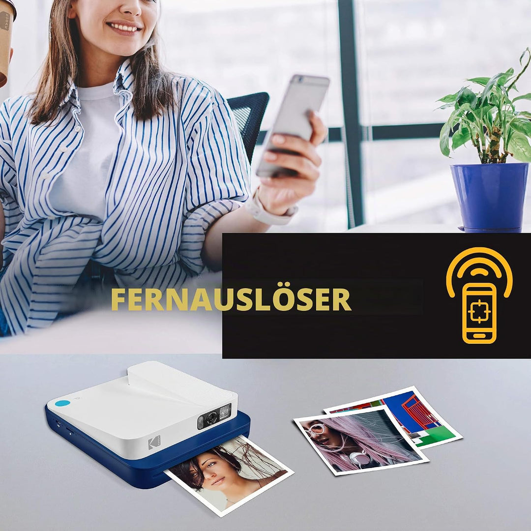 KODAK Smile Classic Sofortbilddigitalkamera + Bluetooth (Rot), 16MP, 35 Drucke/Aufladung – Starter-P