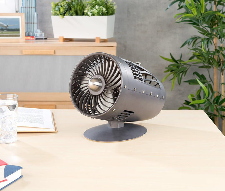 Sichler Haushaltsgeräte Retro Ventilator leise: Designer-Objekt: Tischventilator im Turbinen-Look, Ø