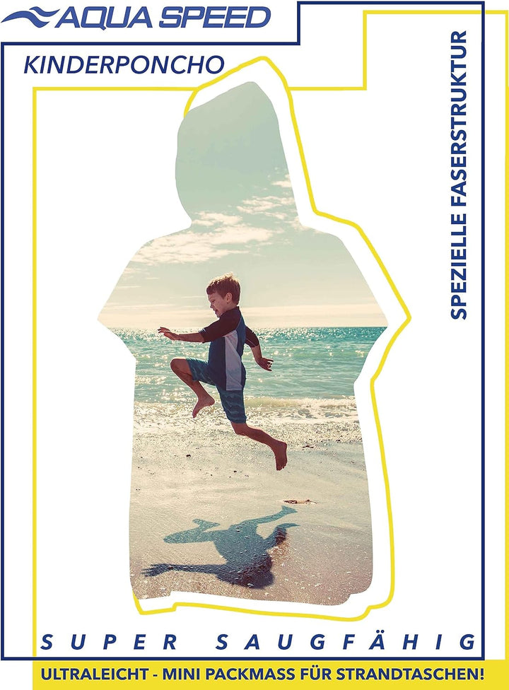 Aqua Speed Bademantel für Kinder | Badeponcho | Poncho Handtuch | Badetuch mit Kapuze | Handtuchponc