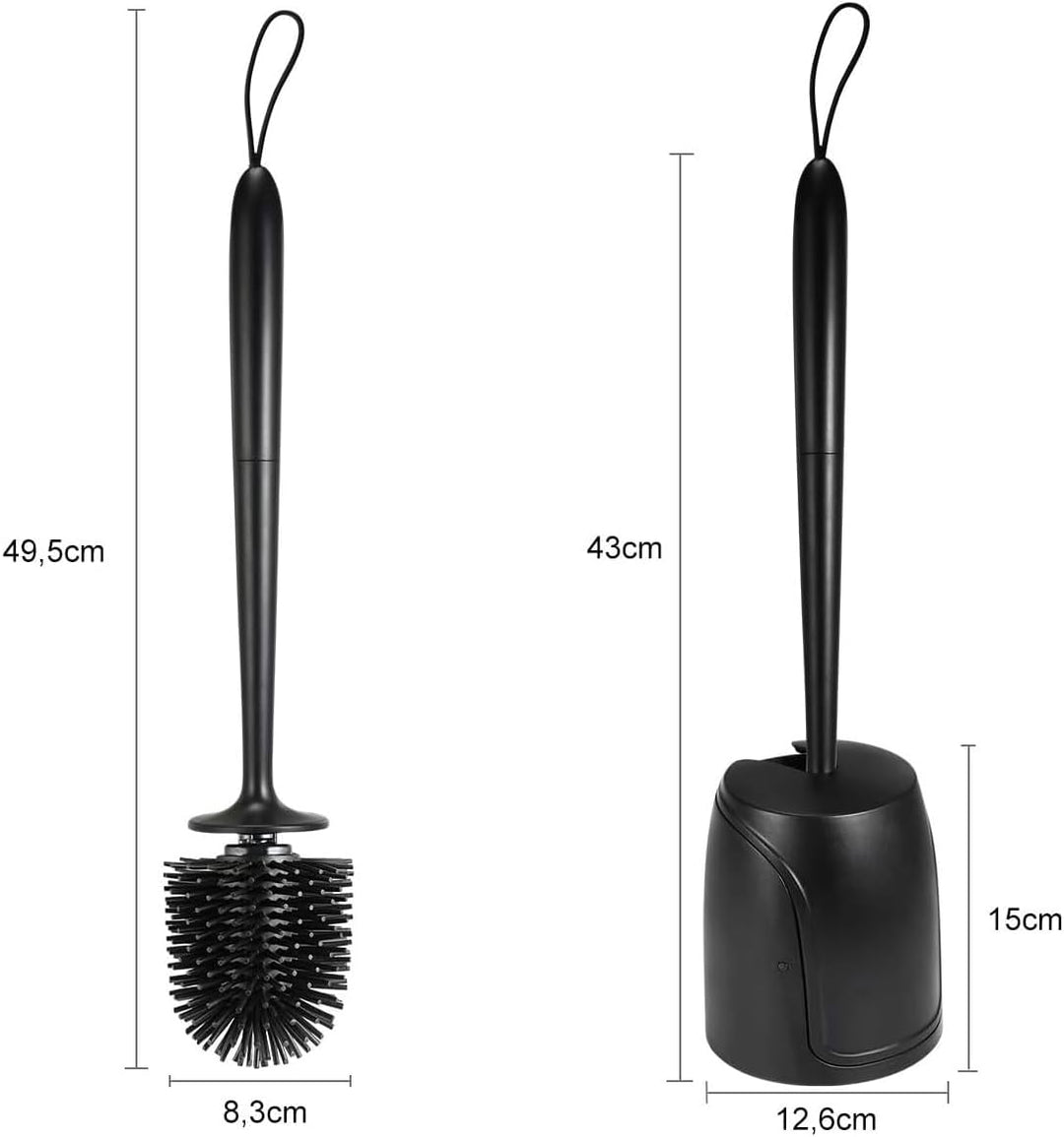 WC Bürste mit Halter Silikon Toilettenbürste Set Langer Stiel klobürste und Automatisches Schliessen