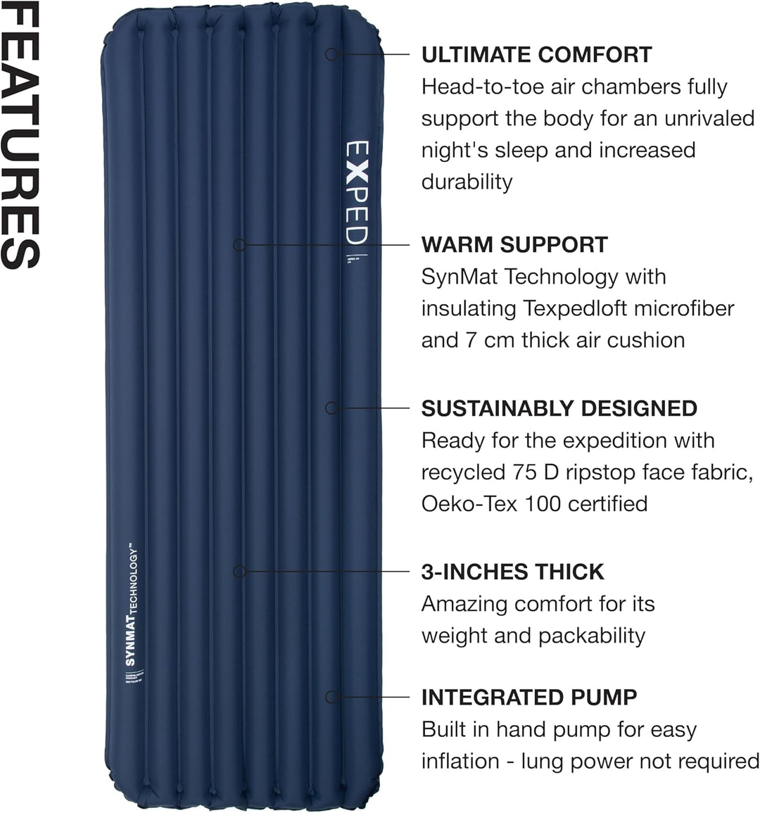 Exped Versa 4r Lw Blau - Komfortable isolierte Schlafmatte, Grösse 197 cm - Farbe Navy