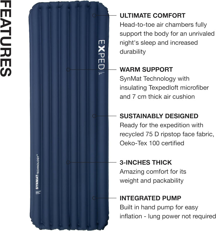 Exped Versa 4r Lw Blau - Komfortable isolierte Schlafmatte, Grösse 197 cm - Farbe Navy