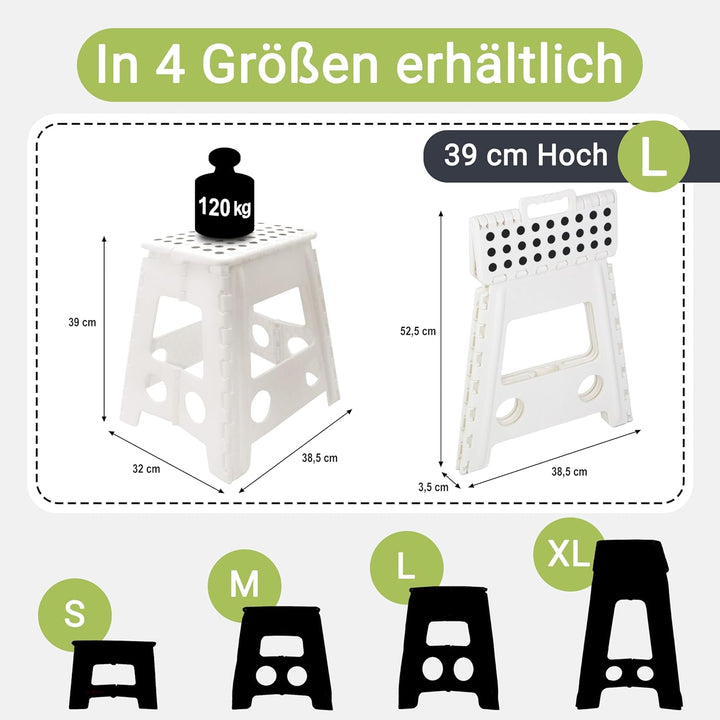 ZOLLNER Tritthocker faltbar - Klapphocker für Kinder und Erwachsene bis 120kg - Anti-Rutsch-Beschich