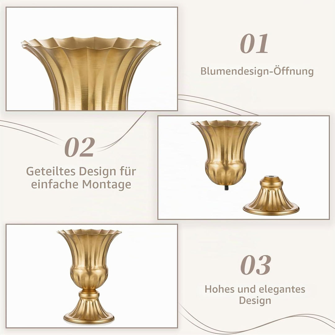 Sziqiqi Golden Metall Vase für Hochzeit - 2 Stück Klein Blumenvase Deko Hochzeit Mittelstücke, Vinta