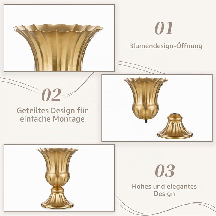 Sziqiqi Golden Metall Vase für Hochzeit - 2 Stück Klein Blumenvase Deko Hochzeit Mittelstücke, Vinta