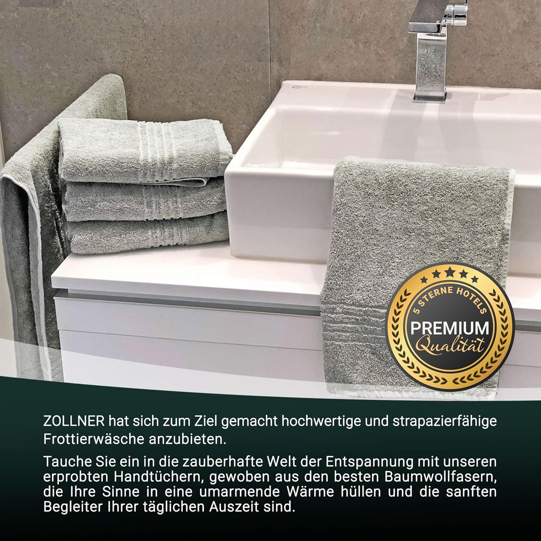 ZOLLNER 10er Set Handtücher, 50x100 cm, 100% Baumwolle, 380g/qm, grau 10er Set 50 x 100 cm Grau, 10e
