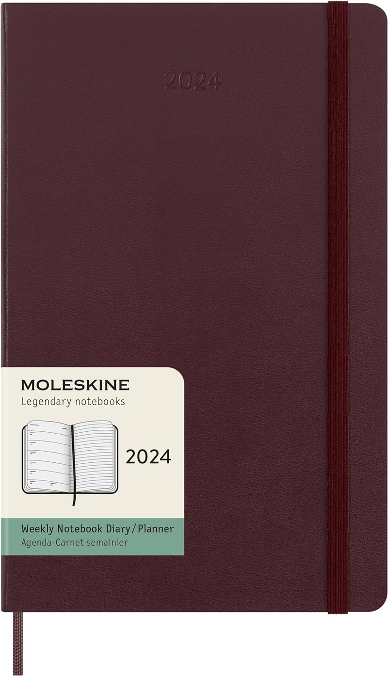 Moleskine Wochenplaner mit Platz für Notizen, 12 Monate 2024, Agenda 2024, Large 13x21, Hardcover mi