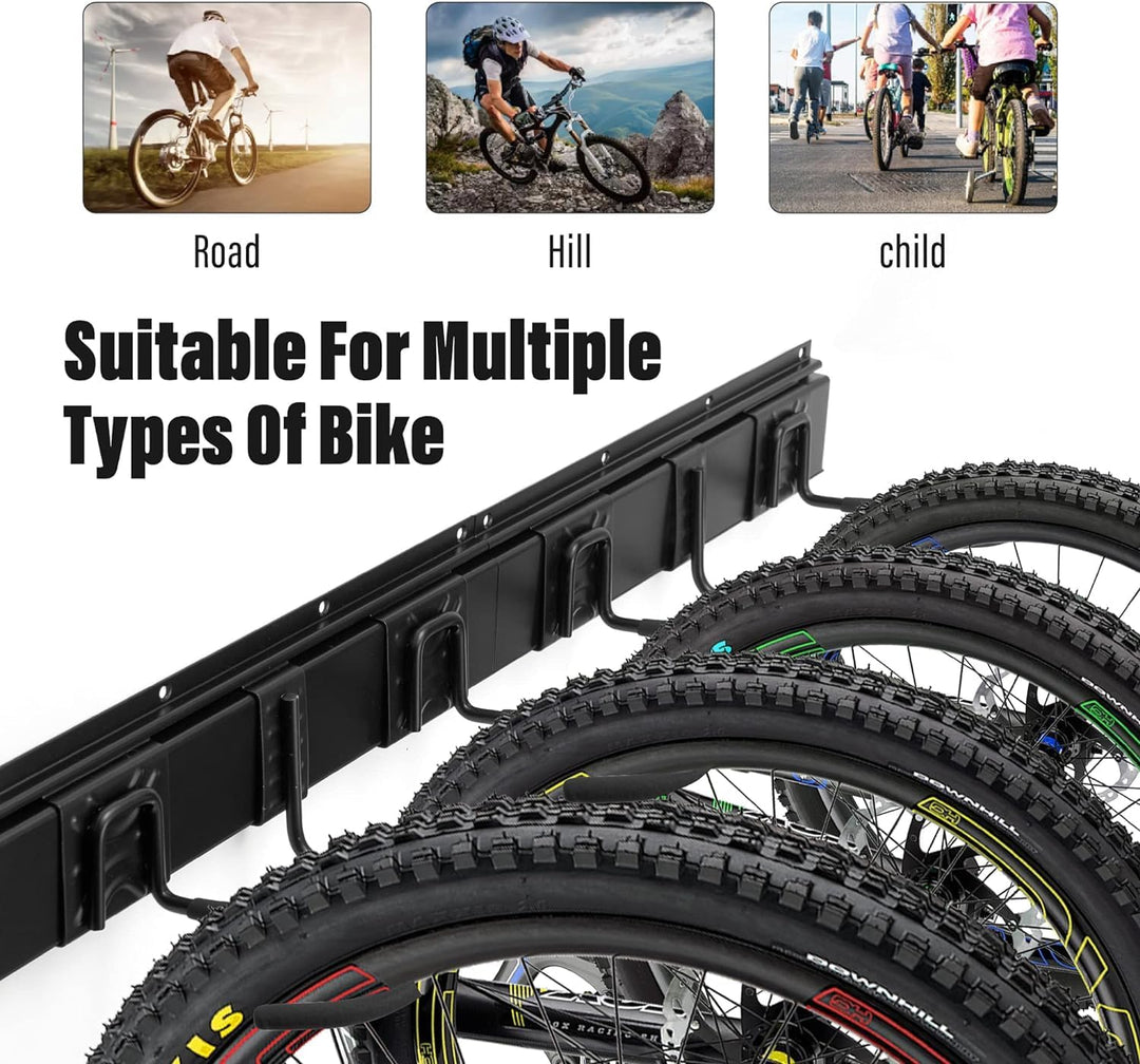 Sinoer Fahrradwandträger,Wandhalterung für 4 Fahrräder + 3 Helme, Werkzeugaufbewahrungshaken einstel