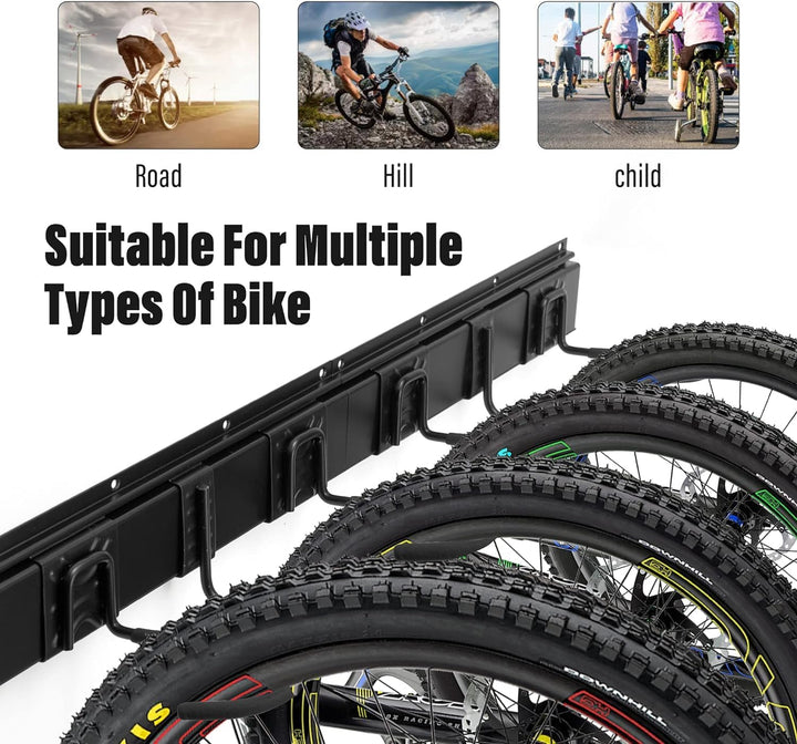 Sinoer Fahrradwandträger,Wandhalterung für 4 Fahrräder + 3 Helme, Werkzeugaufbewahrungshaken einstel