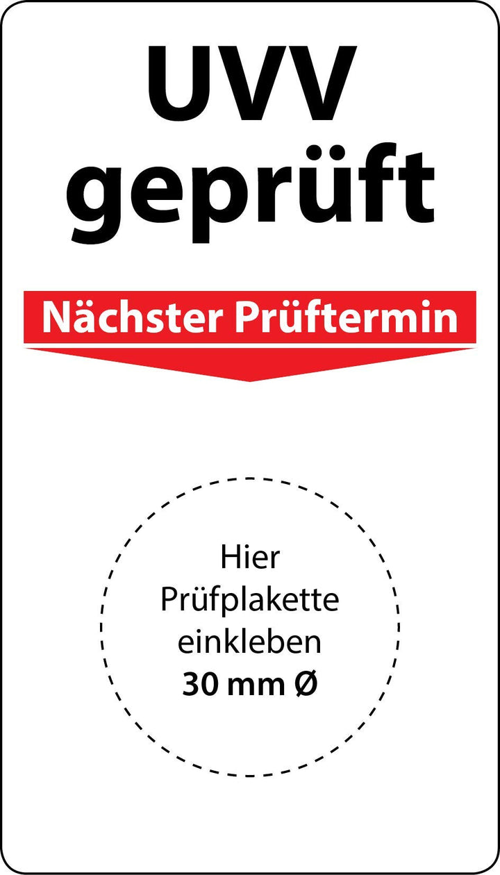 Grundplakette UVV geprüft, 100 Stück, 70 x 40 mm, Vinylfolie, selbstklebend, Grundetikett für UVV-Pr