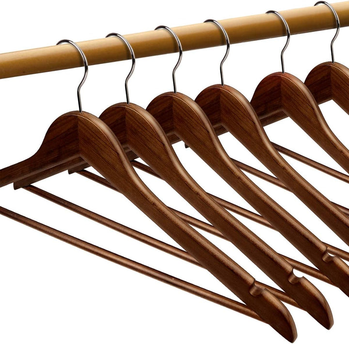 Kleiderbügel aus Holz Drehbare Jackenbügel Vintage Anzugbügel Wäschebügel 10 STK - Dunkel 10pcs 44CM