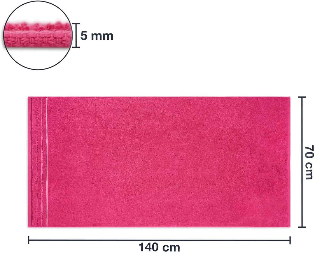 WohnDirect Duschtuch Set 2 teilig - 2 Badetücher (70x140) - Frottee 100% Baumwolle - Pink 2 Badetüch