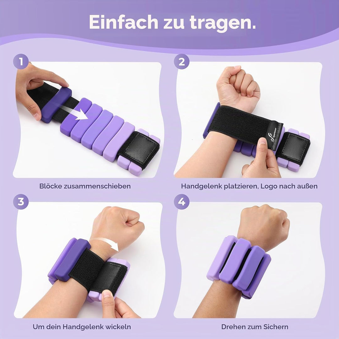 Sportneer tragbare Gewichtsmanschetten – 2er-Set (Jeweils 1 kg) für Damen und Herren, modisches knöc