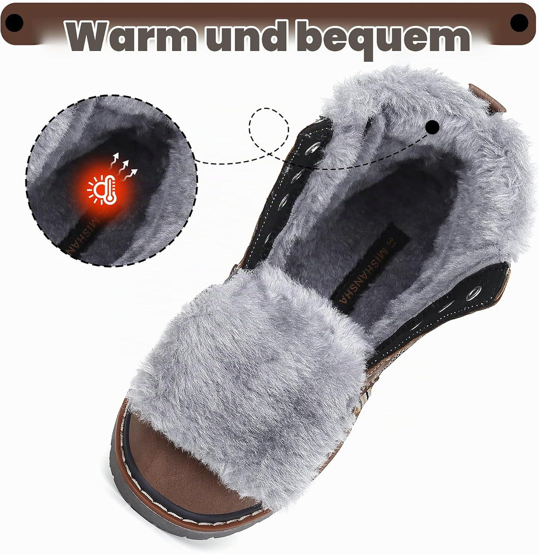 Mishansha Kinder Schnürstiefel Warme Gefüttert Winterschuhe für Jungen Mädchen Gr.24-38 24 EU Braun,