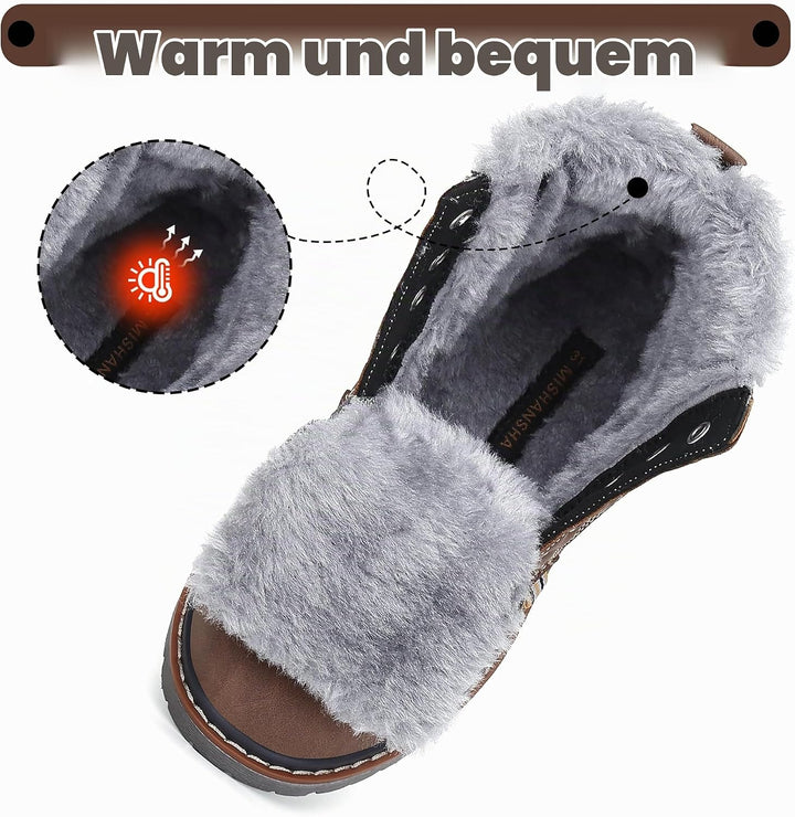 Mishansha Kinder Schnürstiefel Warme Gefüttert Winterschuhe für Jungen Mädchen Gr.24-38 24 EU Braun,