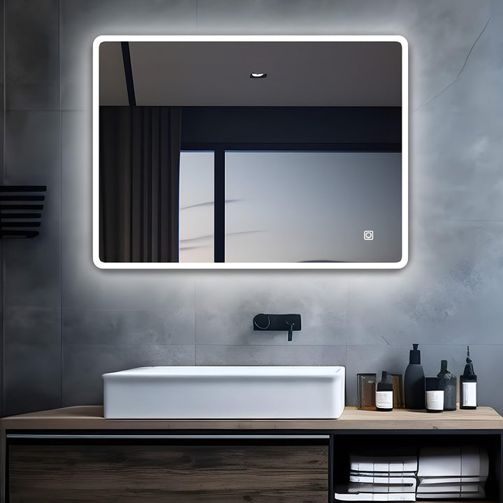 MIQU LED Badspiegel mit Beleuchtung 120x70 cm Badezimmerspiegel, Bad Gross Spiegel mit Touch Weiss 6