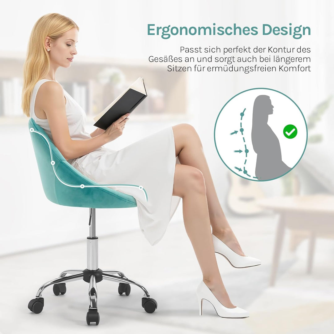 WOLTU Homeoffice Stuhl, Bürostuhl ergonomisch, Schminkstuhl drehbar, Drehstuhl mit Rollen, Schreibti