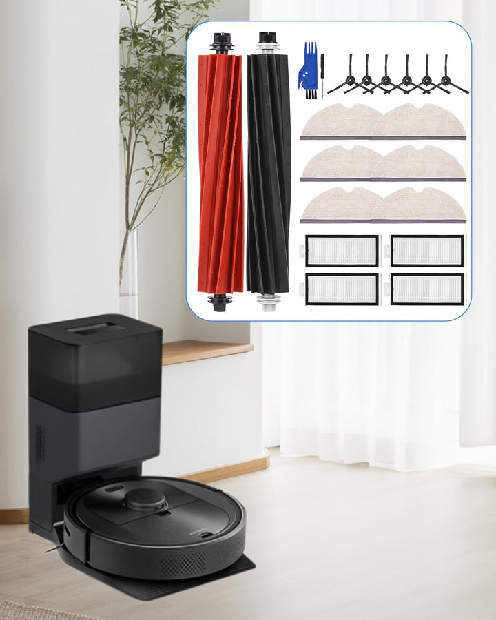 Zubehörset für Roborock Q5 Pro/Q5 Pro+/Q8 Max+/Q8 Max Saugroboter, 2 Hauptbürste, 4 Hepa-Filter, 6 W