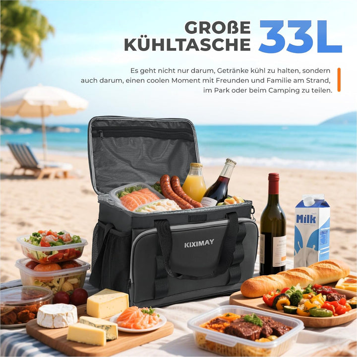 30L Kühltasche Gross Faltbar Kühlbox, Kühltasche für Essen & Getränke, Kühltasche Picknicktasche, Is