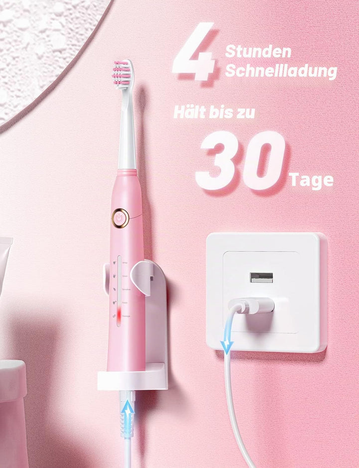 Elektrische Zahnbürste für Erwachsene mit Reiseetui, elektrische elektrische Zahnbürste mit 8 Bürste