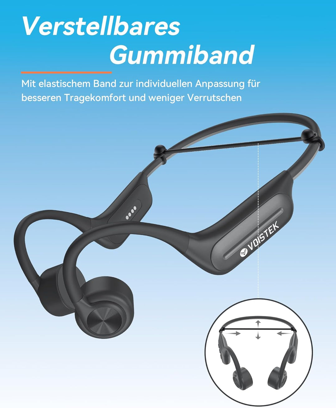 Voistek Knochenschall Bluetooth 6.0 Kopfhörer, IP68 wasserdicht, mit MP3-Player 32GB Speicher, Unter