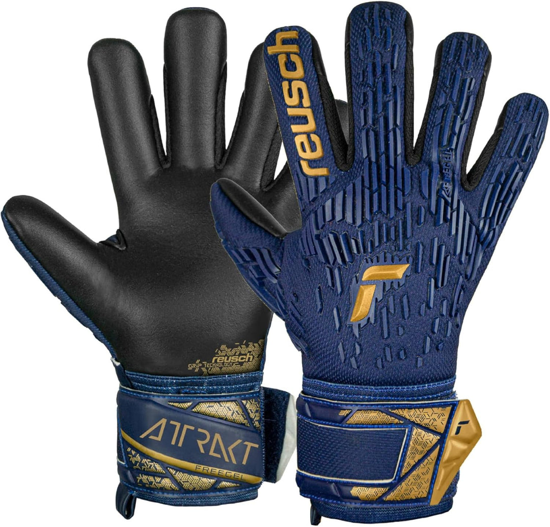 Reusch Unisex Jugend Attrakt Freegel Silver Junior Torwarthandschuhe 5.5 blau-gold-schwarz, 5.5 blau