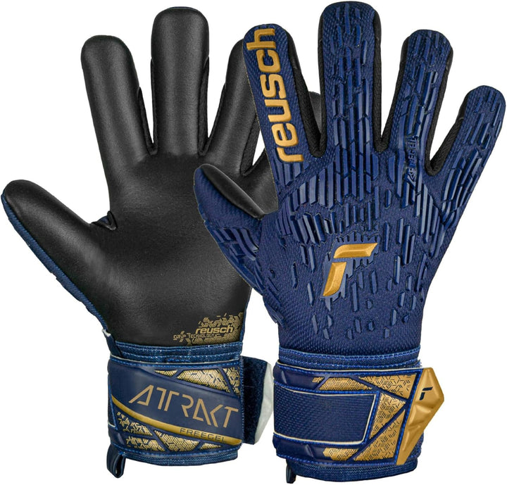 Reusch Unisex Jugend Attrakt Freegel Silver Junior Torwarthandschuhe 5.5 blau-gold-schwarz, 5.5 blau