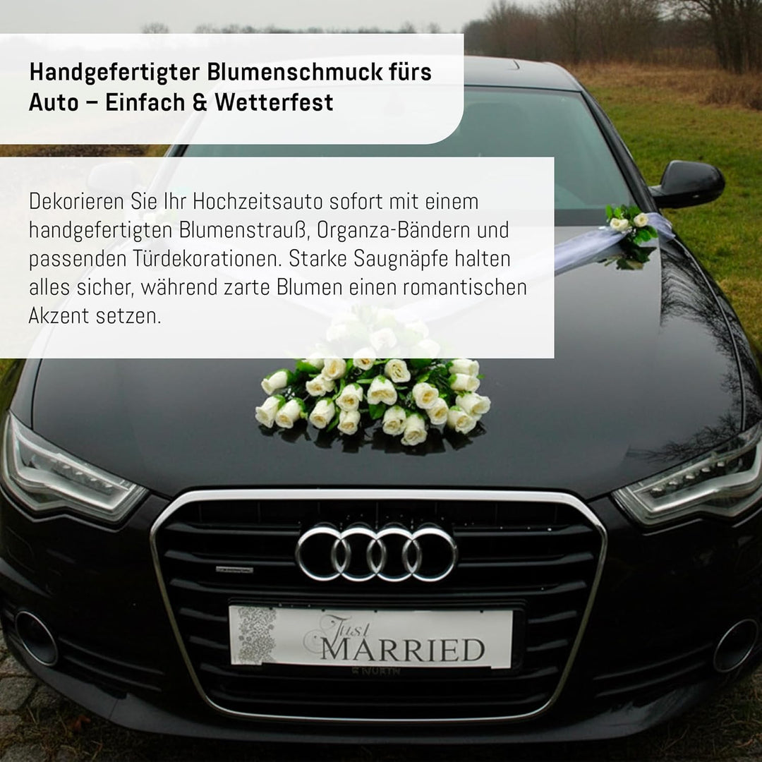 Spitze STRAUss Auto Schmuck Braut Paar Rose Deko Dekoration Autoschmuck Hochzeit Car Auto Wedding De