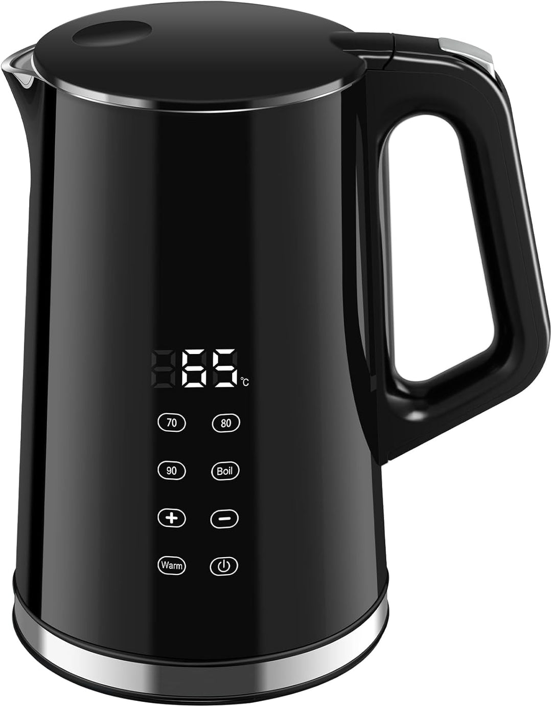 VORSCH Wasserkocher Edelstahl 1,7 L mit LCD-Temperaturanzeige, Temperaturwahl 40-100 °C, Trockengehs
