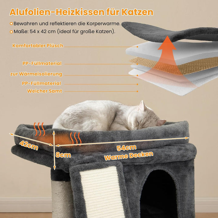 kratzbaum klein, Katzenbaum mit Grosse Plattformen, Sisalstämme, Kratzrampe, Katzenhaus, Plüschbälle