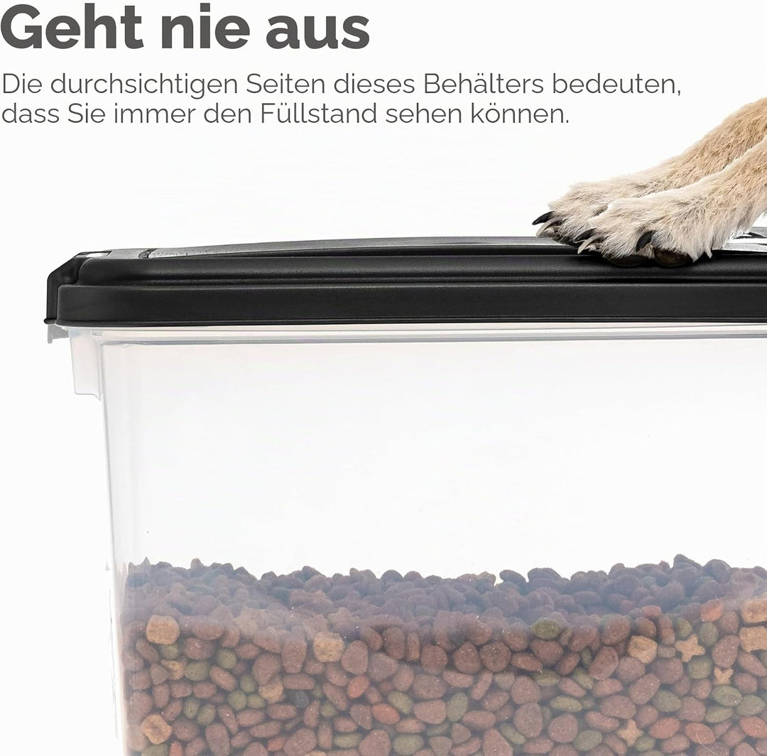 Iris Ohyama Katzenfutter Aufbewahrung mit Rollen, 30+10L, Schwarz, Luftdichte Futterbox, Trockenfutt
