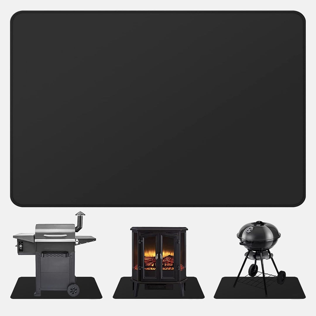 FLASLD 90 x 124 cm unter Grillmatte für Aussengrill,Doppelseitige feuerfeste Grillmatte für Feuergru