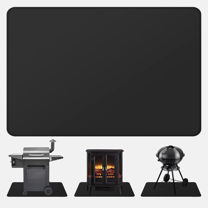 FLASLD 90 x 124 cm unter Grillmatte für Aussengrill,Doppelseitige feuerfeste Grillmatte für Feuergru