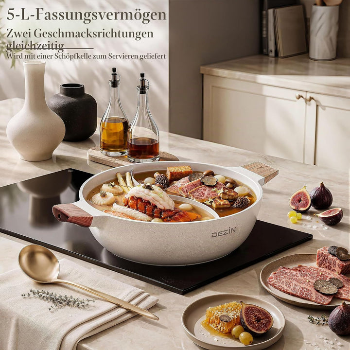 Dezin 5-QT Shabu-Shabu-Topf mit Trennwand, doppelseitig, antihaftbeschichtet, 30,5 cm geteilter Hotp