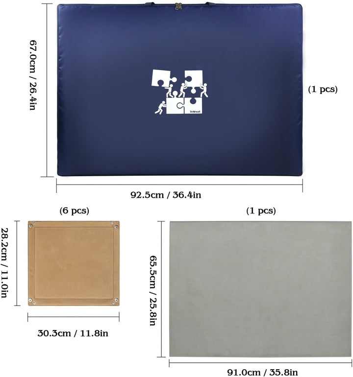 LAVIEVERT Oxford Stoff Puzzle Brett mit Etui, tragbare Puzzle Aufbewahrung für bis zu 1.500 Teile –