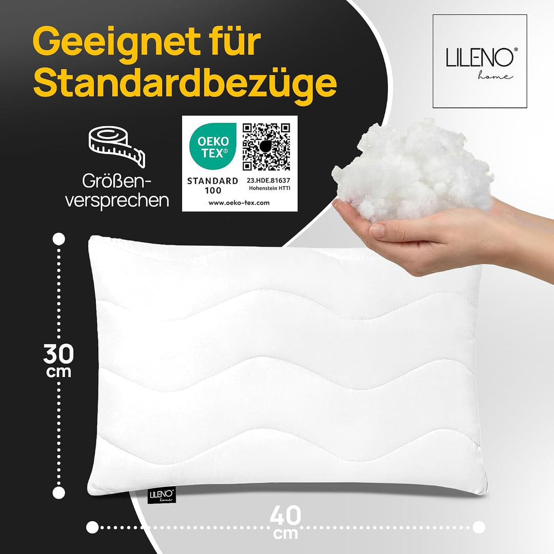 LILENO HOME Kopfkissen 30x40 cm [6er Set] als Kissen-Füllung - Bett oder Deko Kissen mit Reissversch