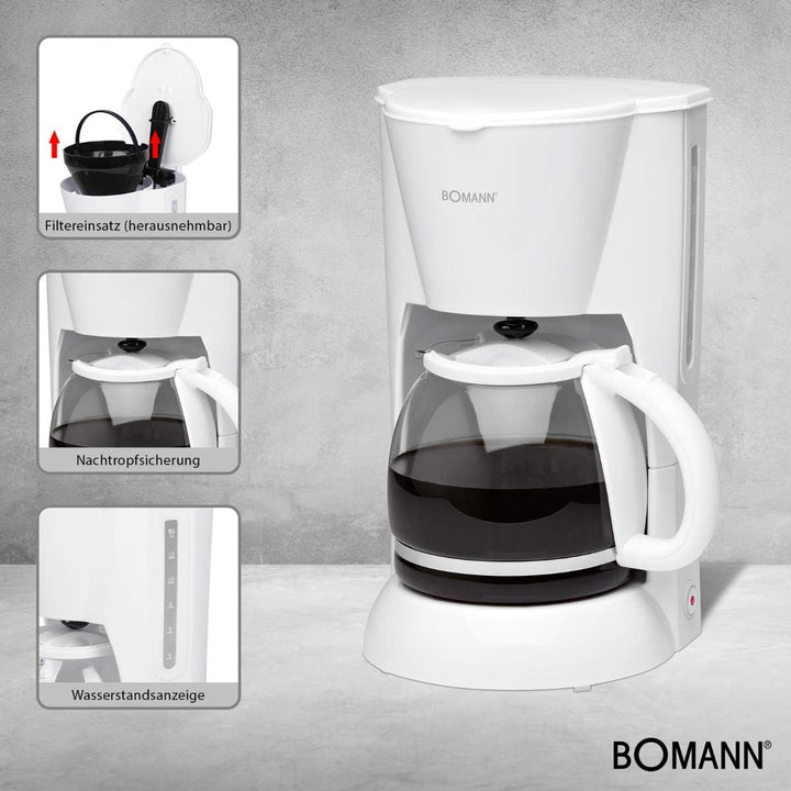 Bomann KA 183 CB Kaffeeautomat für 12-14 Tassen Kaffee, ca. 1,5 Liter Fassungsvermögen, Nachtropfsic