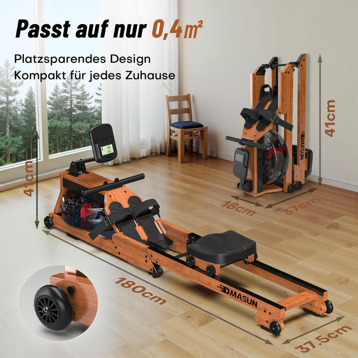 [2026 Neu] Rudergerät für Zuhause, DMASUN Magnetisches Rudergerät mit Upgrade Doppel-Slide-Rails, AP