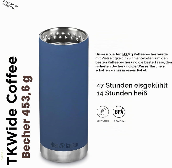 Klean Kanteen Herren tkwide Vi Trinkflasche Einheitsgrösse Real Teal, Einheitsgrösse Real Teal