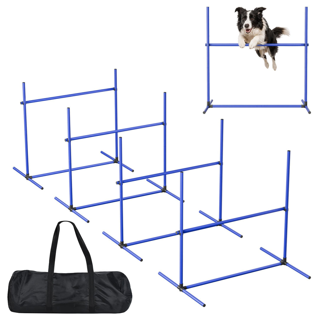 Agility Set Hürdenset Hundetraining Zubehör mit 4 Stück Hürden, Slalom Stangen Agility-Ausrüstung fü