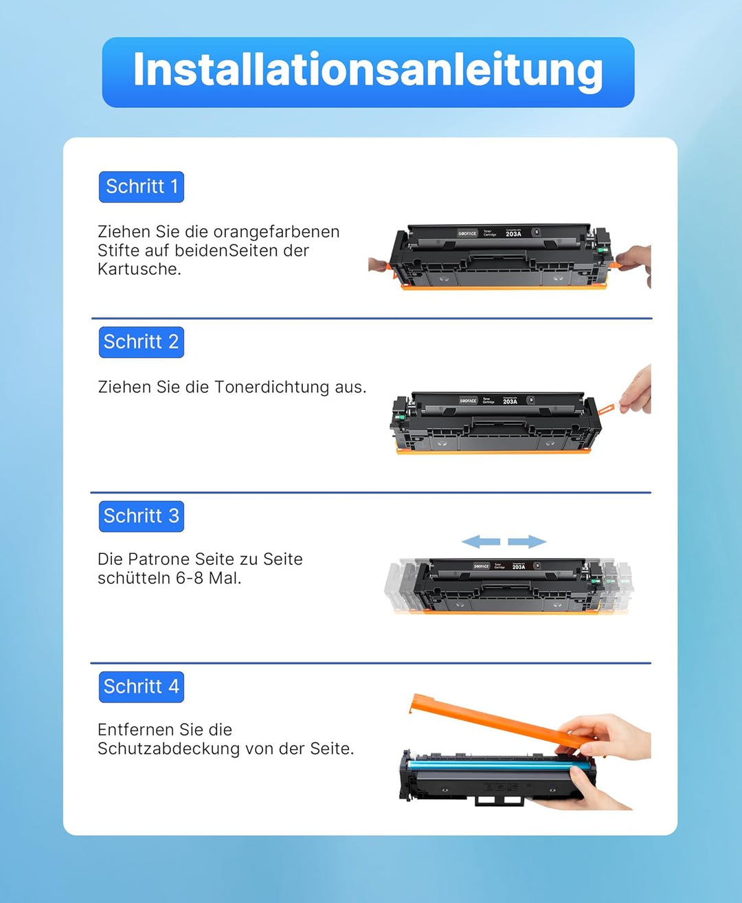 SODFACE 203A Kompatibel für HP 203X 203A Toner Set für Color Laserjet Pro MFP M281fdw M281fdn M280nw