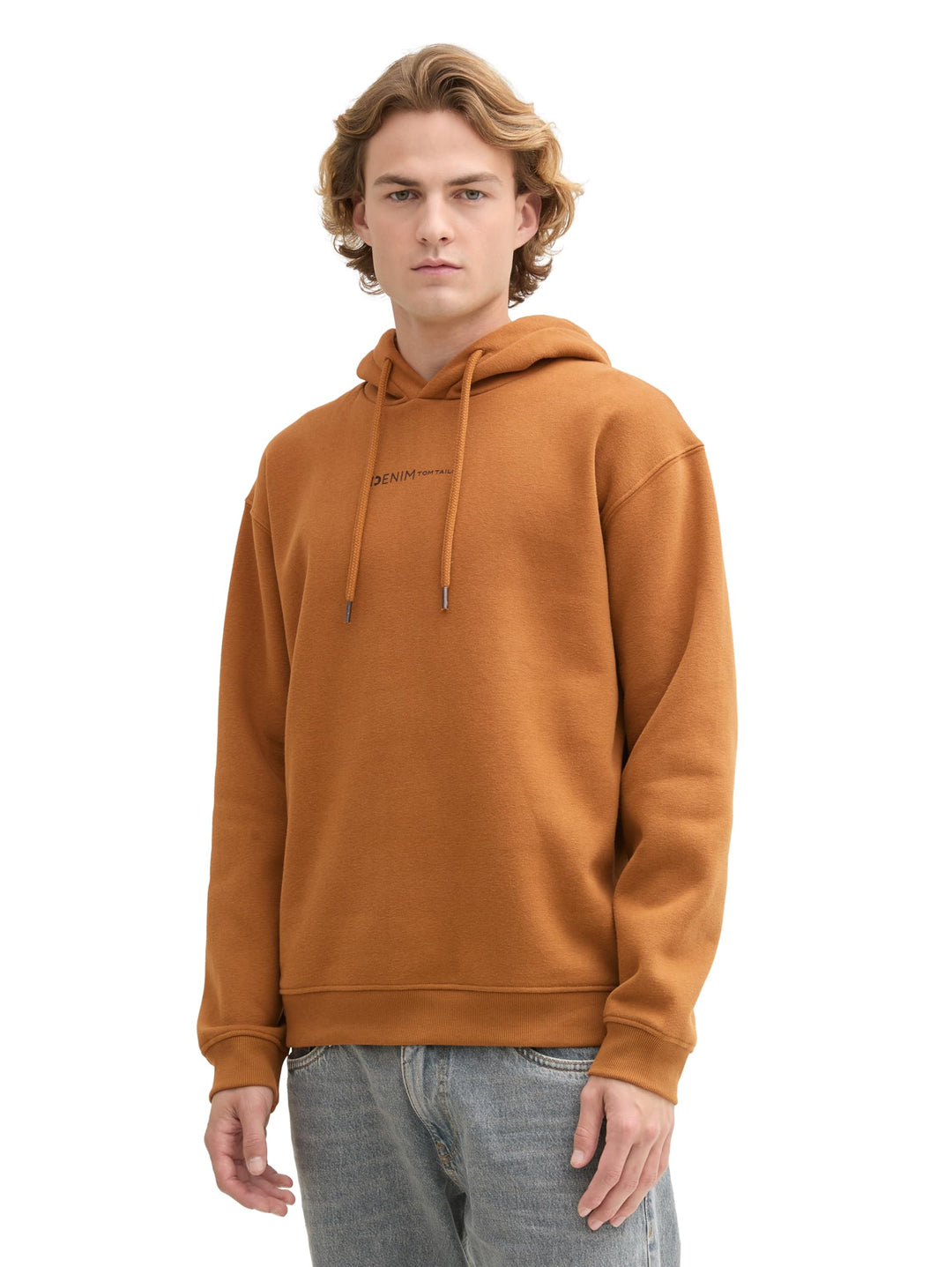 TOM TAILOR Denim Herren Hoodie Sweatshirt mit Logo-Print S 25985 - Deep Cognac, S 25985 - Deep Cogna